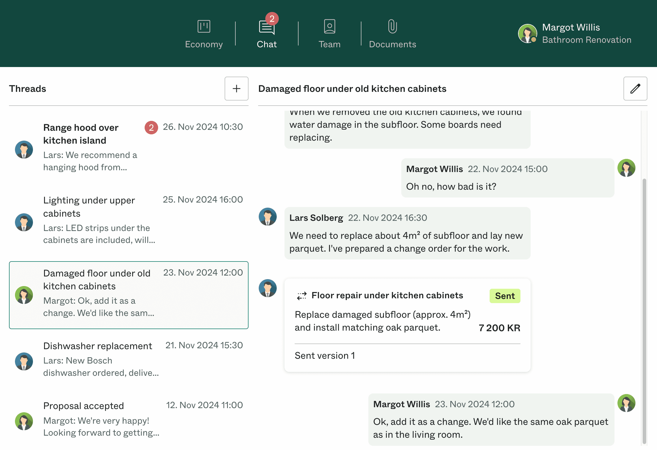 Client communication in Dealight with photos and messages